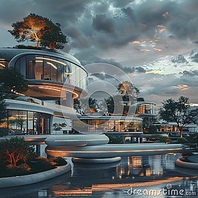 Futuristic Design Corner, Innovative Architectural Concepts, Cutting-Edge Design Techniques,Technology-Driven,Generated AI Stock Photo