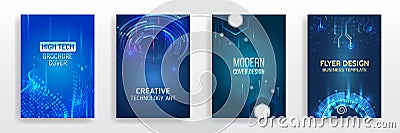 Futuristic design for medical, scientific, computer flyers, brochures, and webinar pages. High-tech corporate document cover Vector Illustration