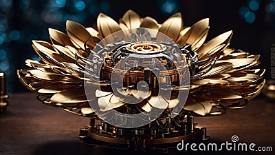 Futuristic and detailed mechanical flower Stock Photo