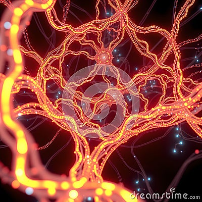 Futuristic Digital Composition: Luminous Data Cables Forming Intricate Fractal Patterns with Glowing Neon Lights and High-Tech Stock Photo