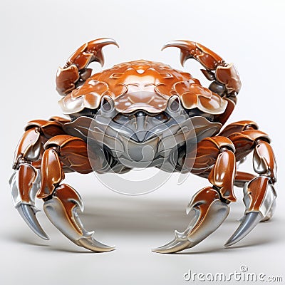Futuristic Digital Crab With Sleek Metallic Finish Cartoon Illustration