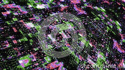 Futuristic digital cyber environment with big data analytic artificial intelligent simulation. Motion. Abstract world of Stock Photo