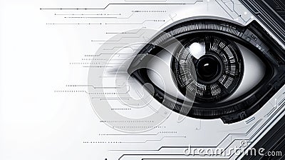 Futuristic digital eye with intricate circuit patterns symbolizes advanced technology, AI Stock Photo