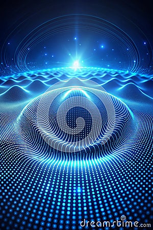 Abstract digital wave. Blue circular shape on the background. Futuristic point wave. Big data. 3D rendering Stock Photo