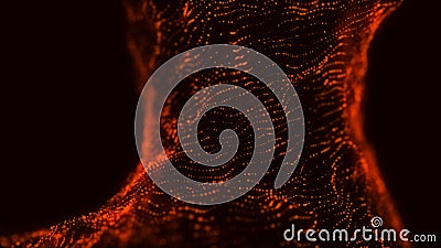Futuristic digital wave. Dark cyberspace. Abstract music background. Big data visualisation with particle flow. 3d rendering Stock Photo