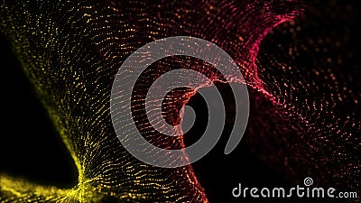 Futuristic digital wave. Dark cyberspace. Abstract music background. Big data visualisation with particle flow. 3d rendering Stock Photo