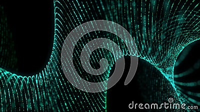 Futuristic digital wave. Dark cyberspace. Abstract music background. Big data visualisation with particle flow. 3d rendering Stock Photo