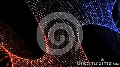 Futuristic digital wave. Dark cyberspace. Abstract music background. Big data visualisation with particle flow. 3d rendering Stock Photo