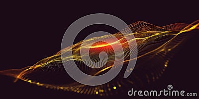 Futuristic digital wave, futuristic data stream background. Vortex data flow. Cyber funnel 3D illustration Cartoon Illustration