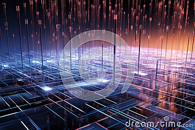 Futuristic dimensionality Cube and grid space in detailed 3D rendering Stock Photo