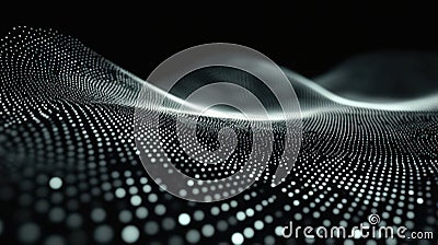 Futuristic dots forming a digital grid on a dark background representing big data and cyber technologies Stock Photo