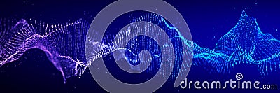 Futuristic dynamic swirling digital wave. Abstract nanotechnology flow. Science background concept. 3D rendering Stock Photo