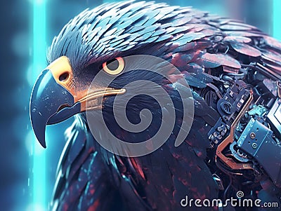 Futuristic Eagle style cyber punk generative AI Stock Photo