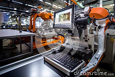 Futuristic Efficient smart Automation robot revolution production replace human AI-power learning tech dynamic Intelligent robot Cartoon Illustration