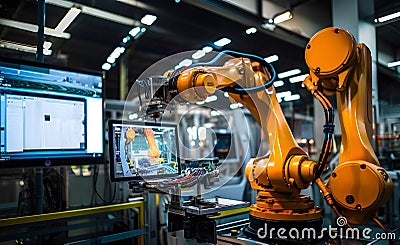 Futuristic Efficient smart Automation robot revolution production replace human AI-power learning tech dynamic Intelligent robot Cartoon Illustration