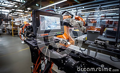Futuristic Efficient smart Automation robot revolution production replace human AI-power learning tech dynamic Intelligent robot Cartoon Illustration