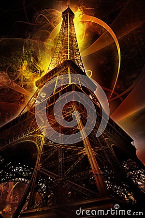 Futuristic Eiffel tower Stock Photo