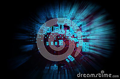 Futuristic electronic circuit board Stock Photo