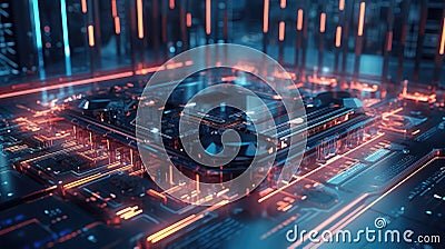 futuristic electronic digital board , Hitechnology concept , Generative AI Stock Photo