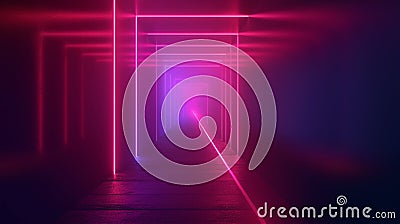 Futuristic empty neon background. High tech lines, studio product, future cyberspace . Generative Ai Stock Photo