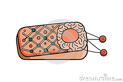 Futuristic eraser concept with circuits and brain like patterns, representing the intersection of education, creativity, and AI Vector Illustration