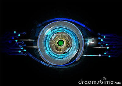 Futuristic eye detection technology concept with binary code vector illustration Vector Illustration