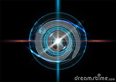 Futuristic eye detection technology concept with binary code Vector Illustration