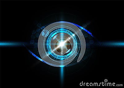 Futuristic eye detection technology concept with binary code Vector Illustration