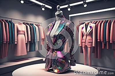 Futuristic fashion mannequin in the store. ai generative Stock Photo