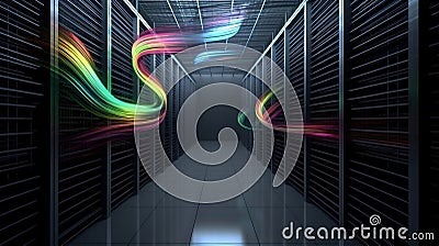 Futuristic fastest servers transferring data at high speeds Stock Photo