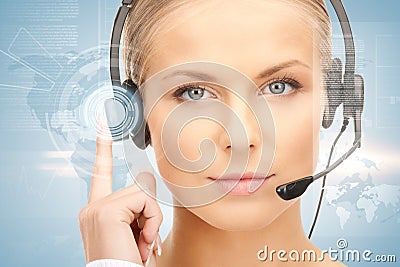 Futuristic female helpline operator Stock Photo