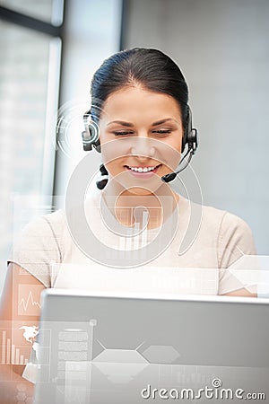 Futuristic female helpline operator Stock Photo