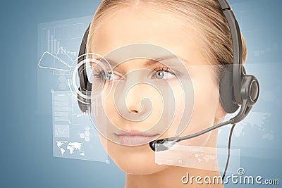 Futuristic female helpline operator Stock Photo