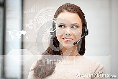 Futuristic female helpline operator Stock Photo