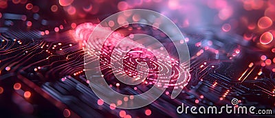 Futuristic Fingerprint Lock on Digital Circuitry for Secure Access. Concept Tech Gadgets, Security Stock Photo