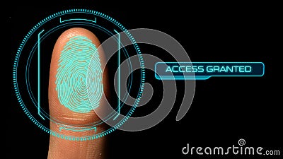 Fingerprint Thumbprint Computer Security Scan Access Granted Stock Photo