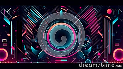 Futuristic frame abstract banner for EDM Technology music concert background. Stock Photo