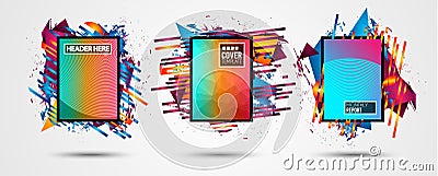 Futuristic Frame Art Design with Abstract shapes and drops of colors behind the space for text. Modern Artistic flyer or party tha Vector Illustration