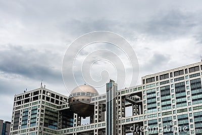 Futuristic Fuji Television Office Building in Odaiba, Tokyo Stock Photo