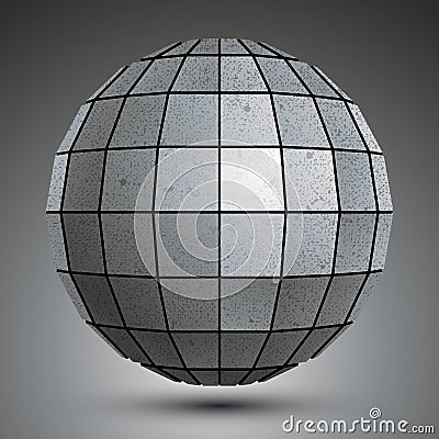 Futuristic galvanized 3d globe, grunge abstact Vector Illustration