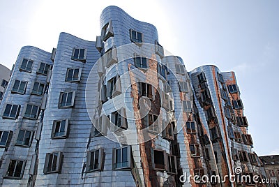 Futuristic Gehry houses in Medienhafen in DÃ¼sseldorf, germany Editorial Stock Photo