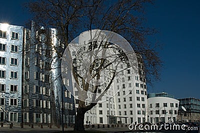 Futuristic Gehry houses in Medienhafen in DÃ¼sseldorf, germany Editorial Stock Photo