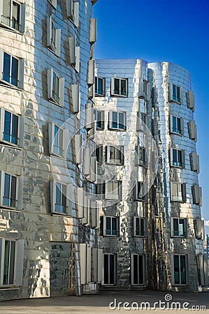 Futuristic Gehry houses in Medienhafen in DÃ¼sseldorf, germany Editorial Stock Photo