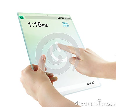 Futuristic glass digital tablet Stock Photo