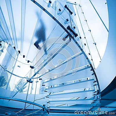 Futuristic glass staircase Stock Photo