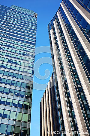 Futuristic glass and steel skyscrapers Stock Photo