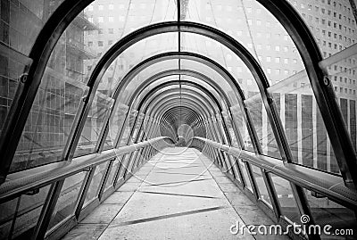 Futuristic glass tunnel Stock Photo