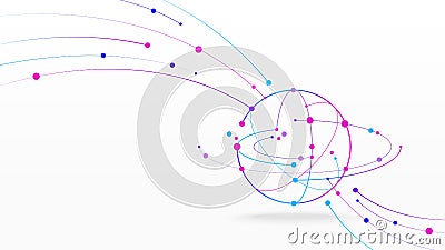 Futuristic globe data network elements abstract background Vector Illustration