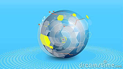 Globe data network elements abstract background Vector Illustration