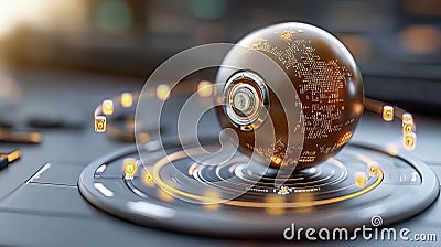 Future world encoded with digital encryption symbols Generative AI Illustration Stock Photo